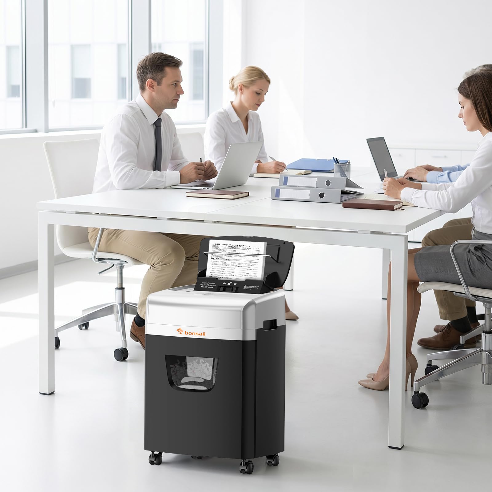 bonsaii lifestyle office setting in use illustrating efficient document disposal