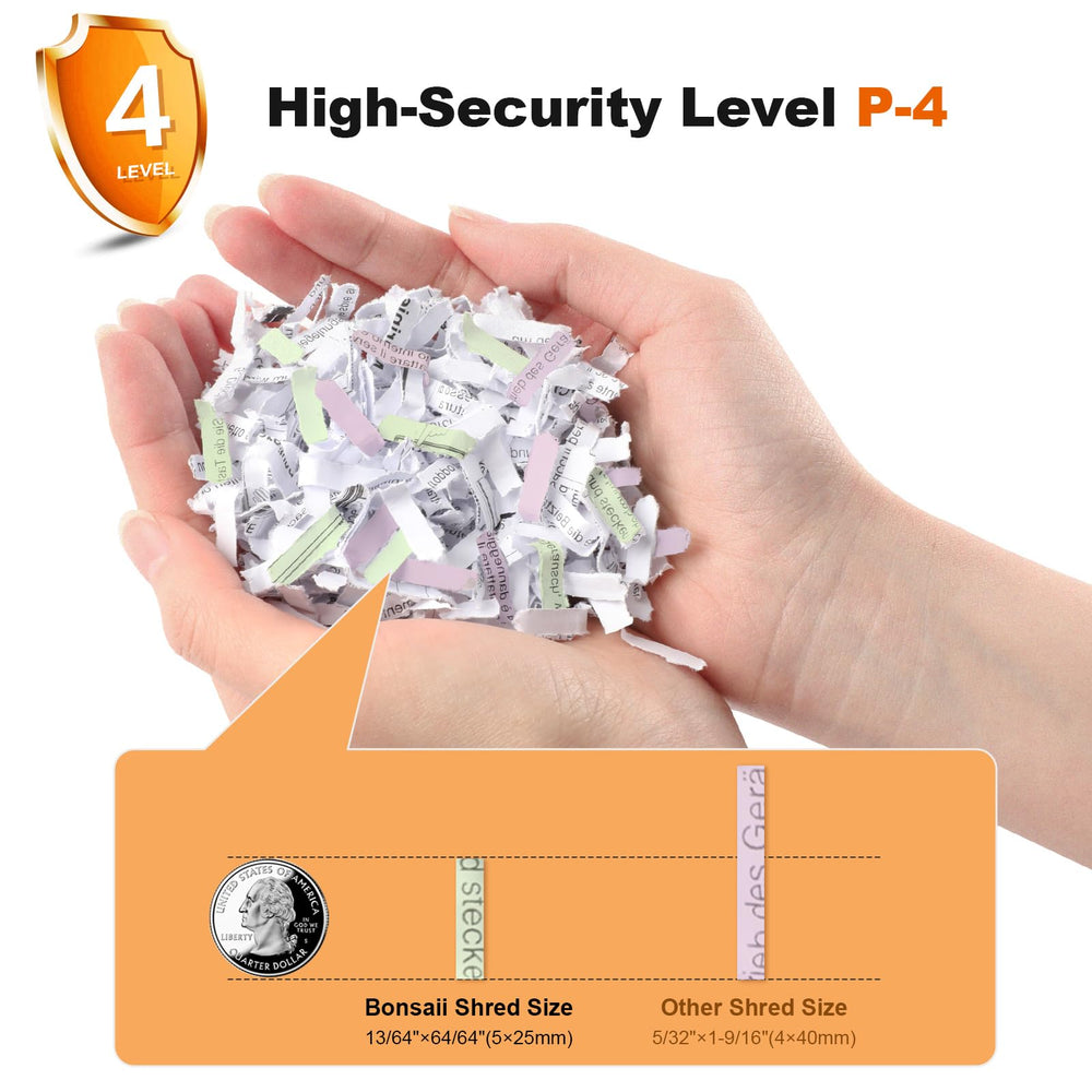 bonsaii paper entry and blades closeup illustrating secure cross-cut shredding