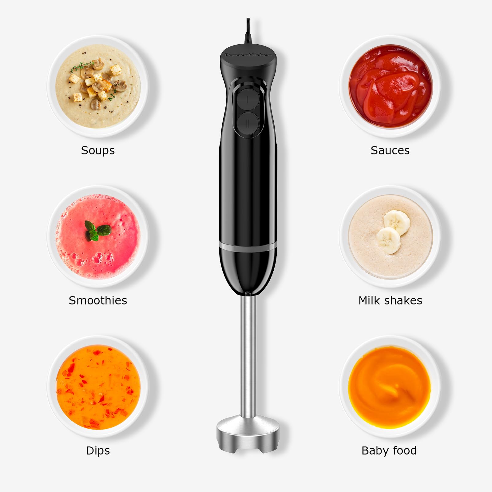 Bonsenkitchen blade closeup highlighting four sharp stainless-steel blades