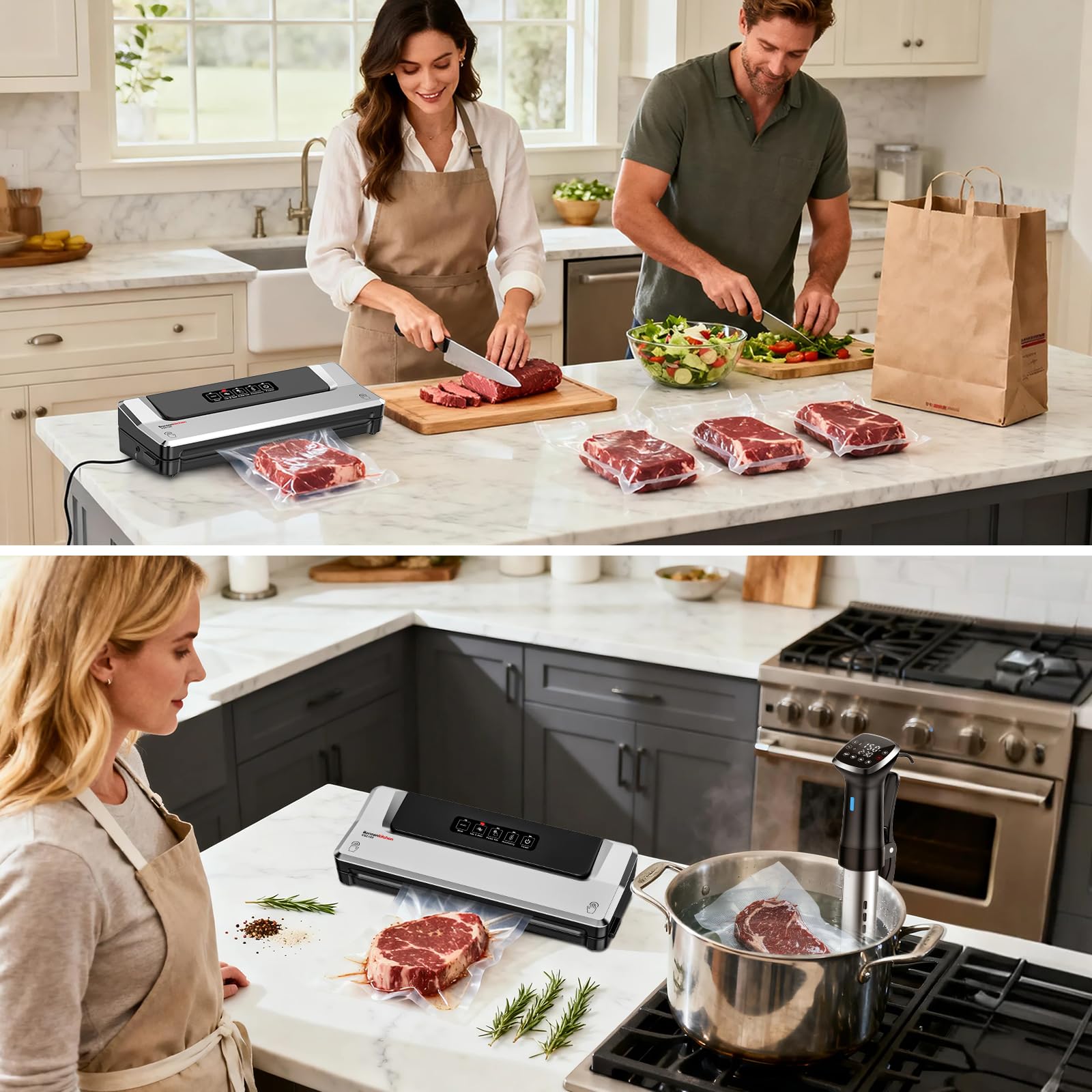 Bonsenkitchen on kitchen counter in use for meal-prep convenience