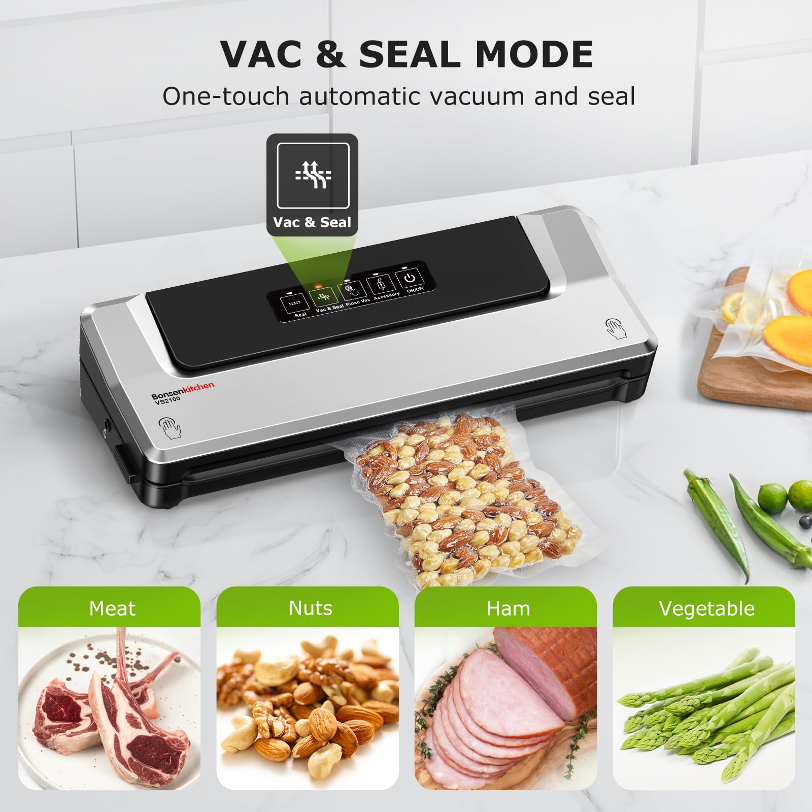 Bonsenkitchen pulse mode sealing soft bread gently to prevent crushing