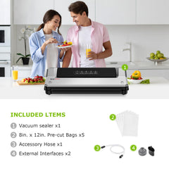 Bonsenkitchen vacuum sealer sealing steak into bag to preserve freshness