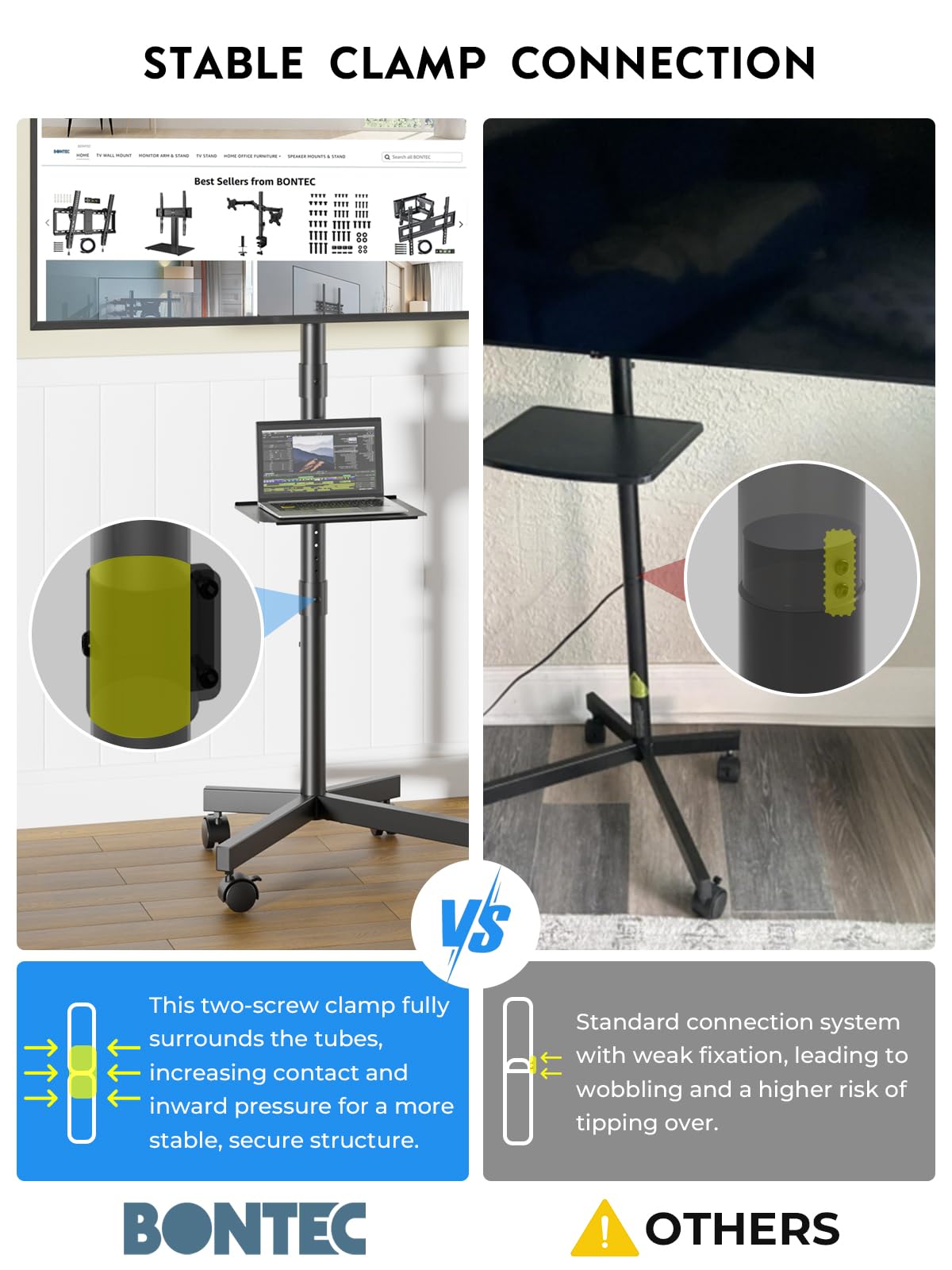 BONTEC TV on stand in meeting room demonstrating portable presentation use