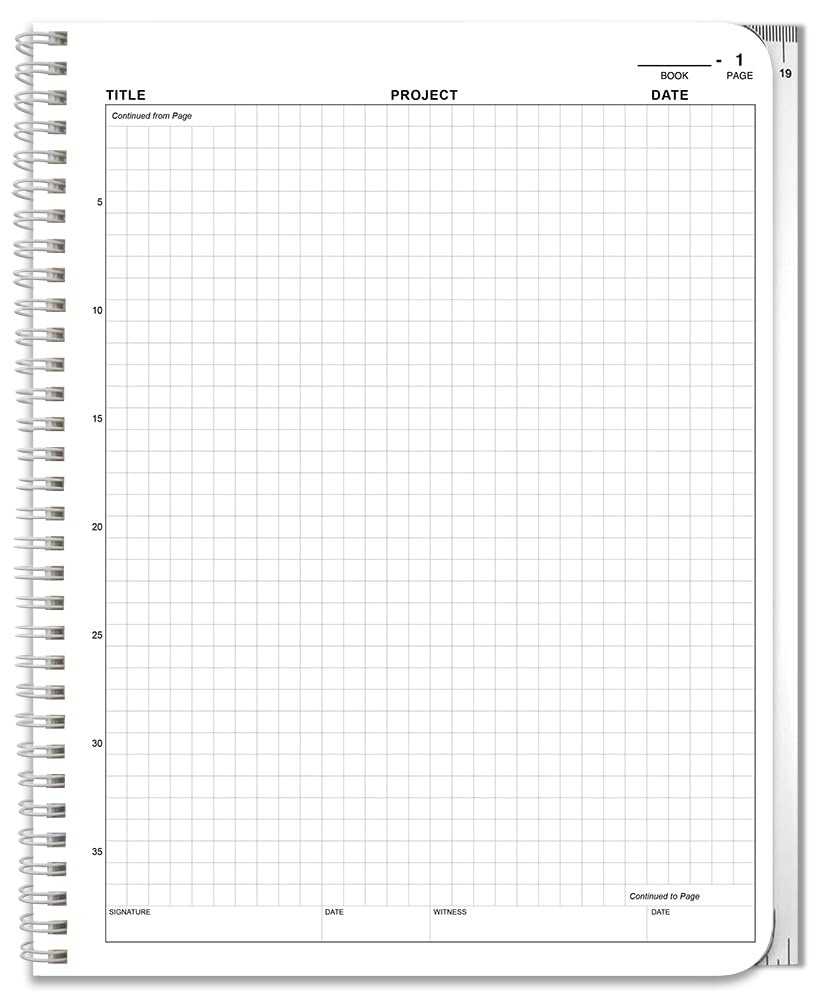 BookFactory open page close-up of 1/4 inch scientific grid for neat data and diagrams