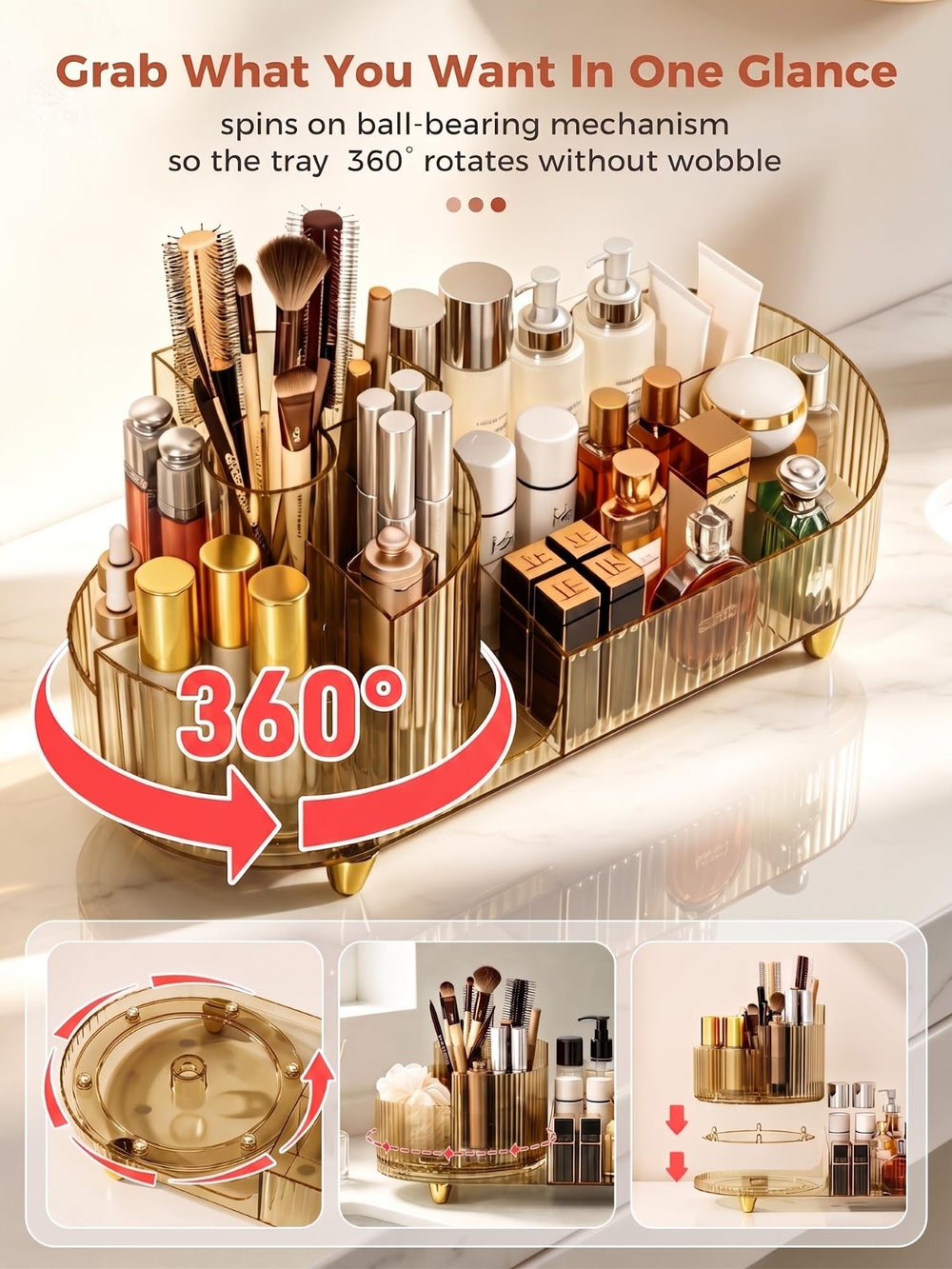 Booklov amber organizer on vanity enhancing décor and countertop order