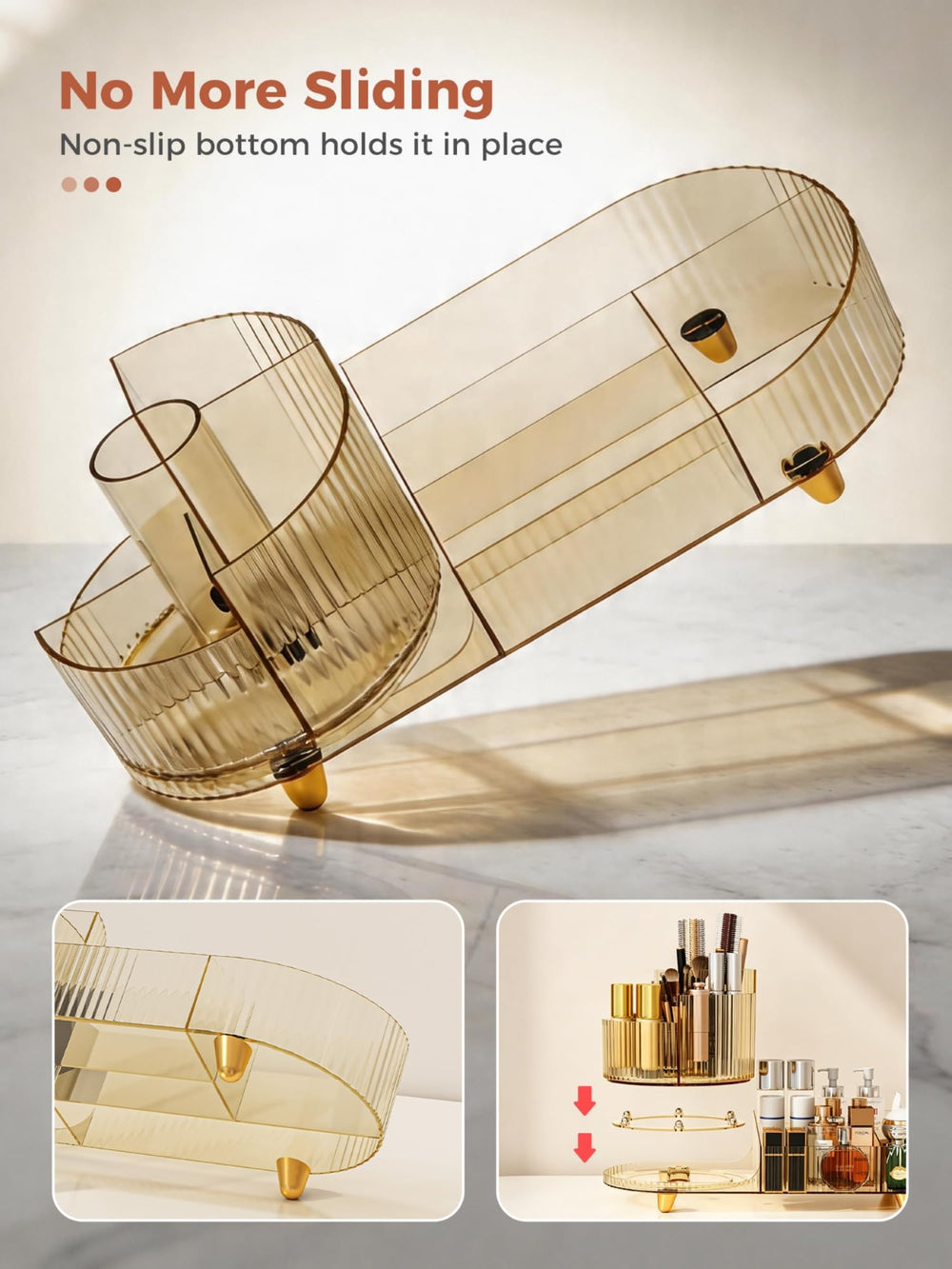 Booklov amber organizer side profile demonstrating compact yet spacious design