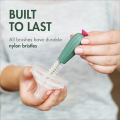 Boon nipple and detail brushes close-up for gentle precise cleaning