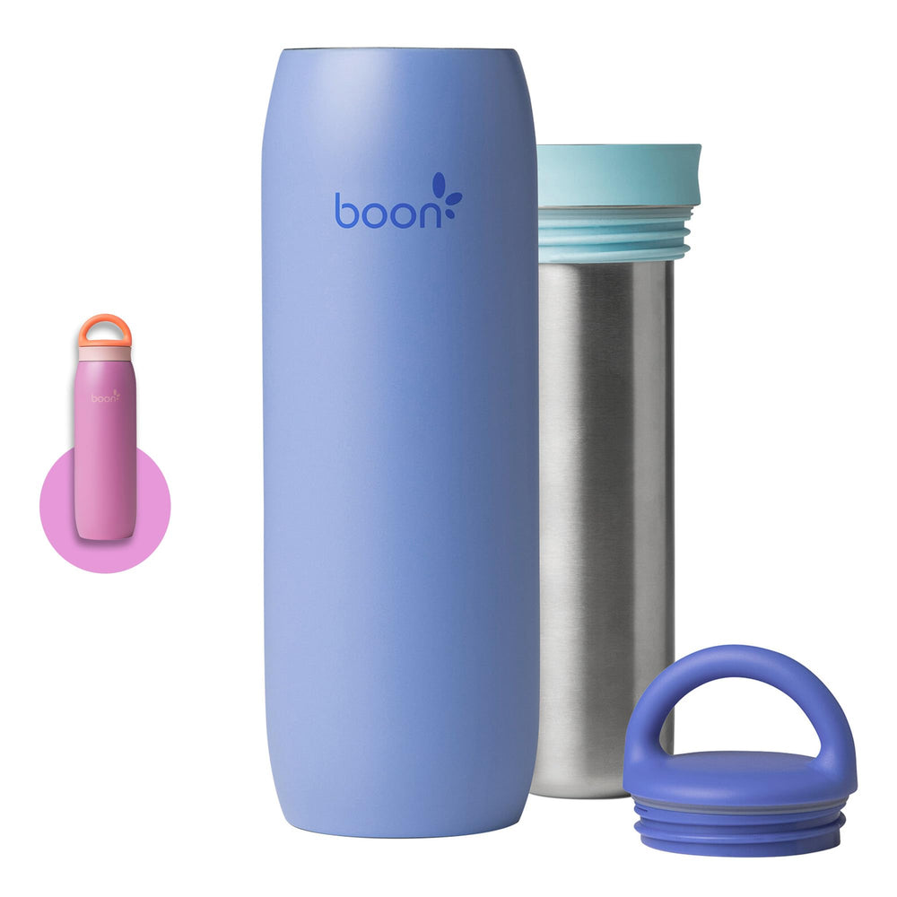 Boon Frosh front view in blue showing compact travel-ready design and portability