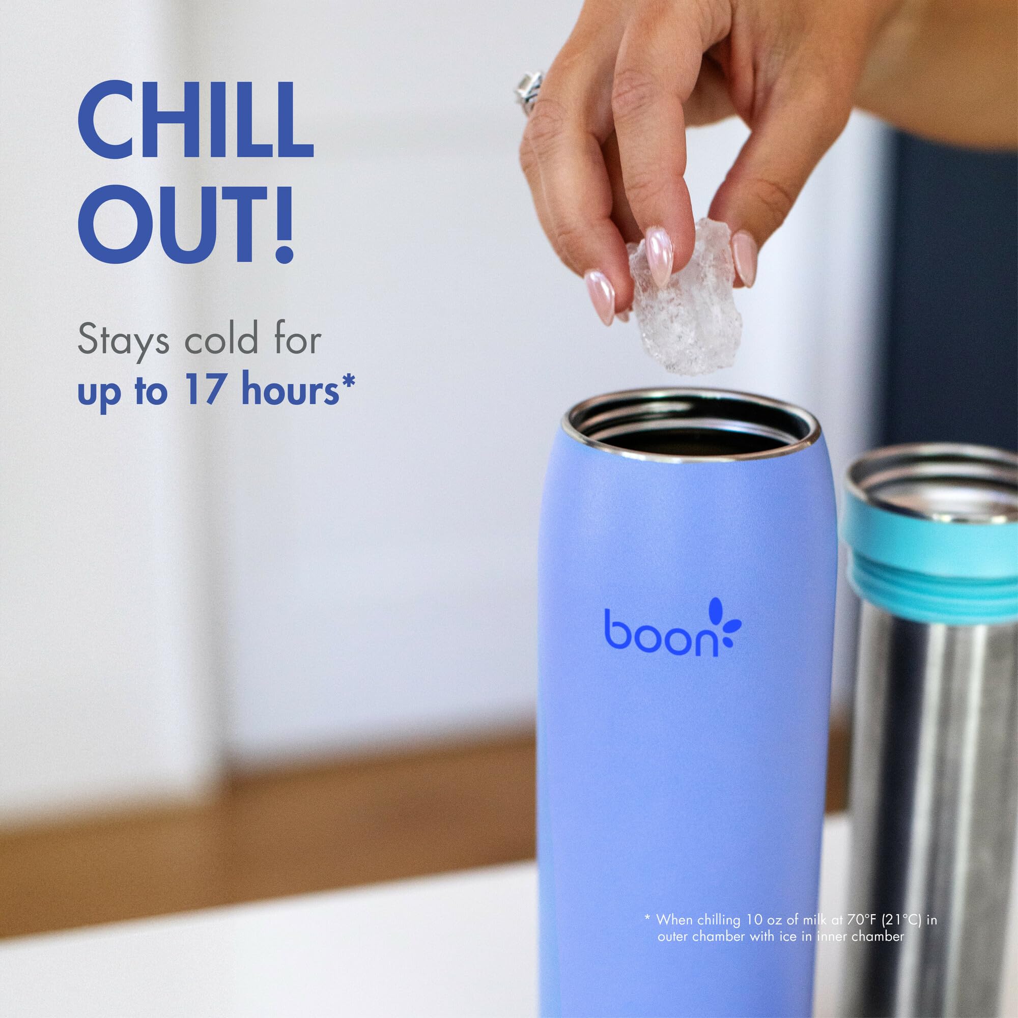 Boon Frosh inner ice chamber close-up illustrating easy chilling setup for extended cold