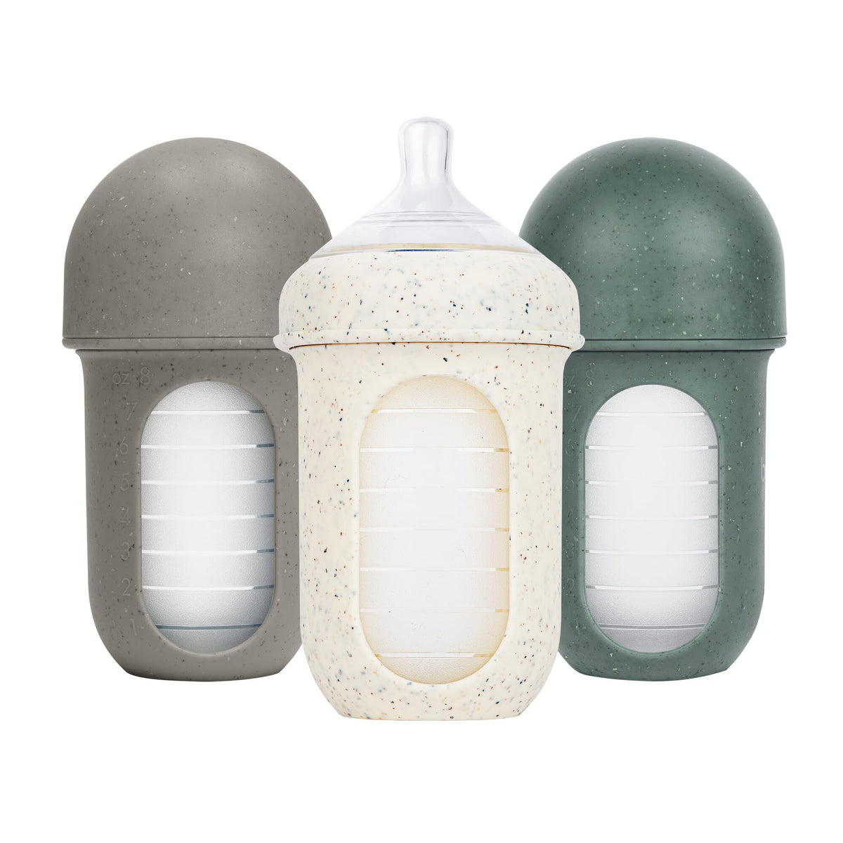 Boon Nursh front view showing speckle green bottles and clean packaging benefit