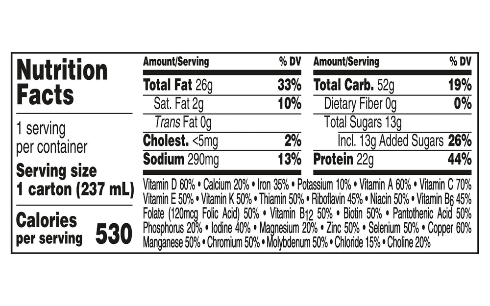BOOST bottle on a kitchen counter snack setting, easy, ready-to-drink nutrition