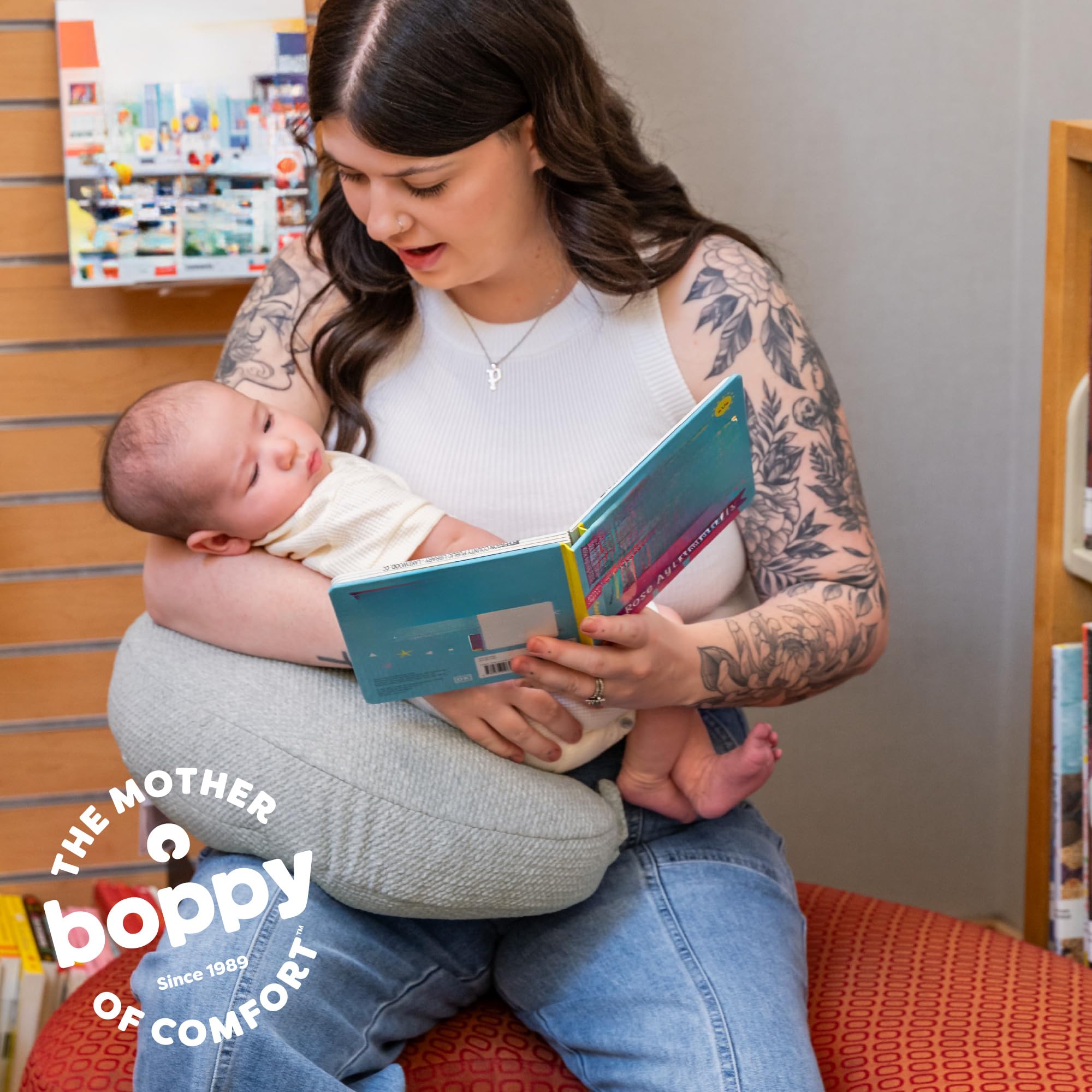 Boppy Anywhere cross-section showing recycled fiber fill and sturdy support
