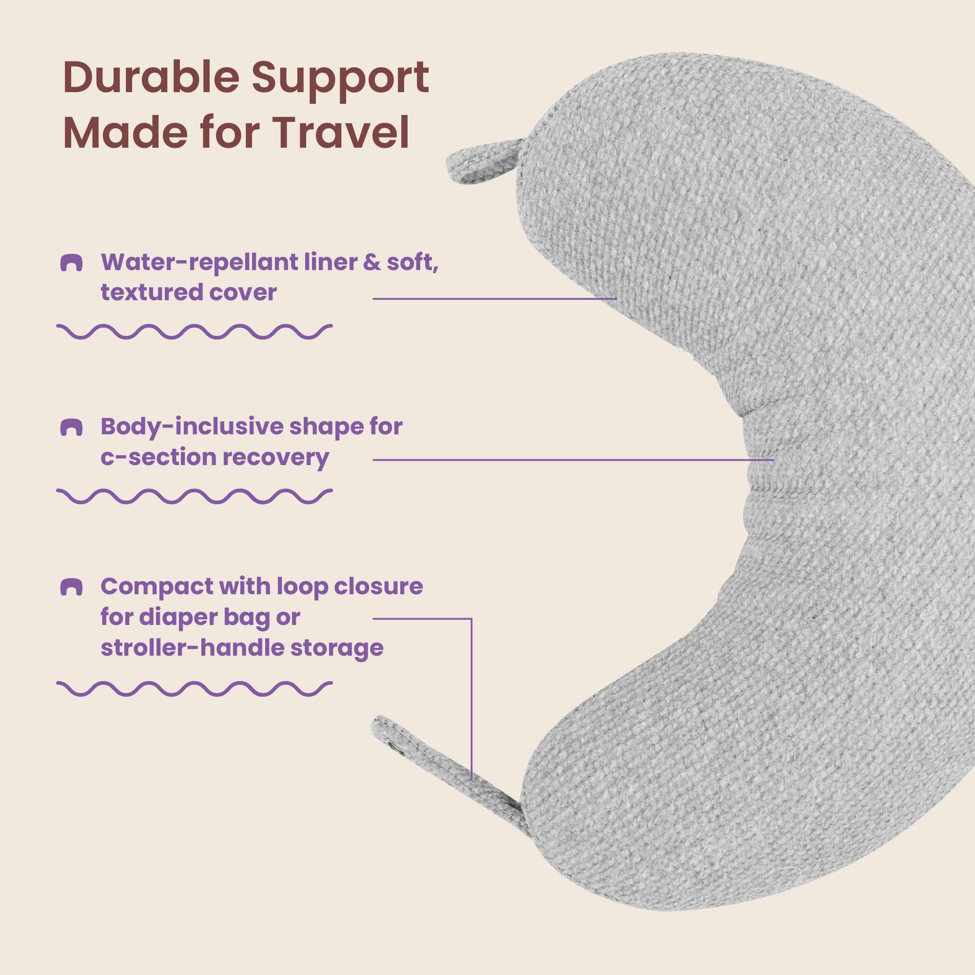 Boppy Anywhere clipped to stroller demonstrating hands-free carrying convenience