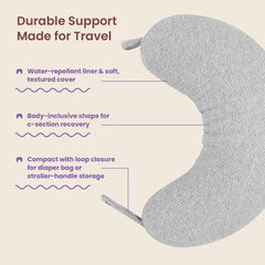 Boppy Anywhere clipped to stroller demonstrating hands-free carrying convenience