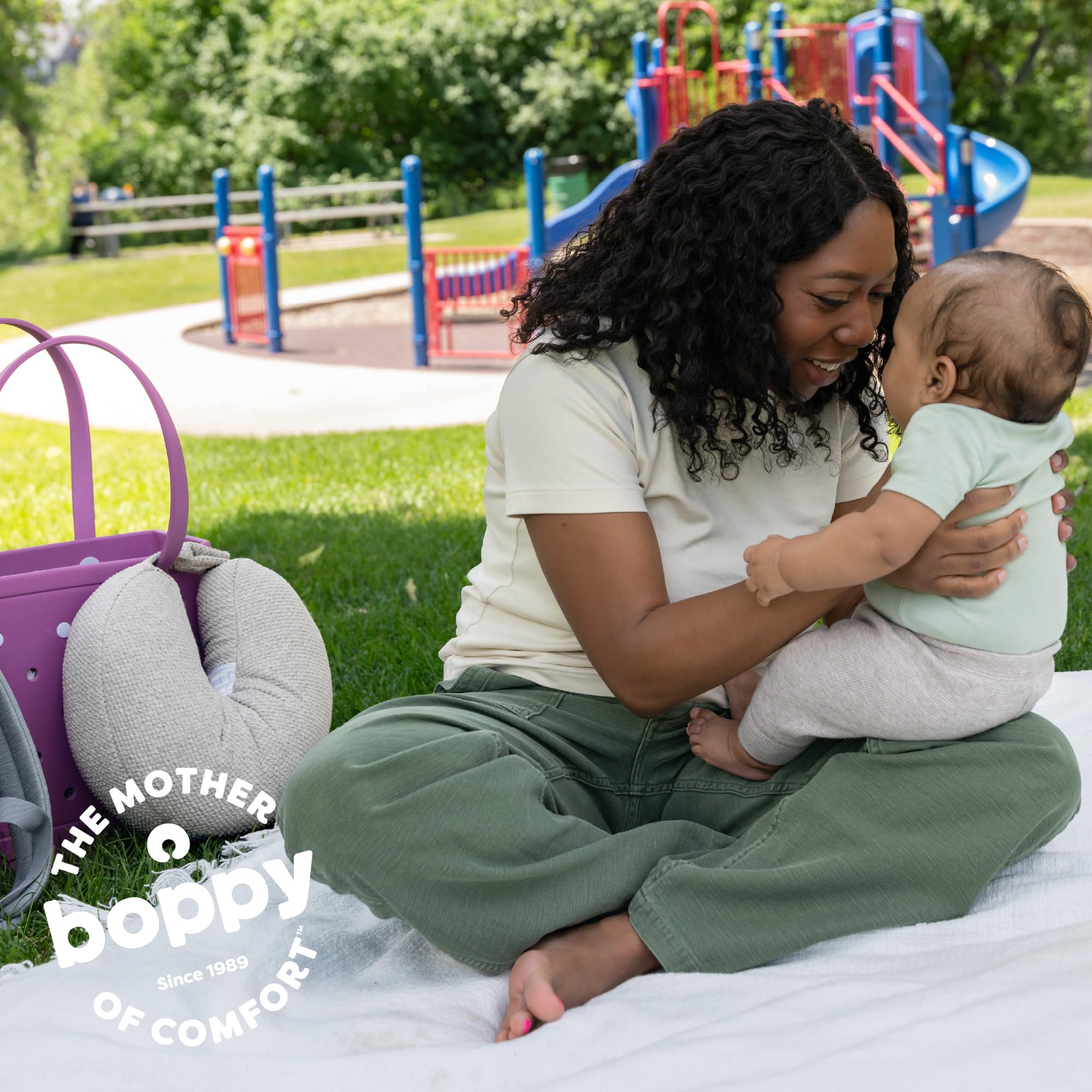 Boppy Anywhere water-repellent liner detail protecting fill from spills