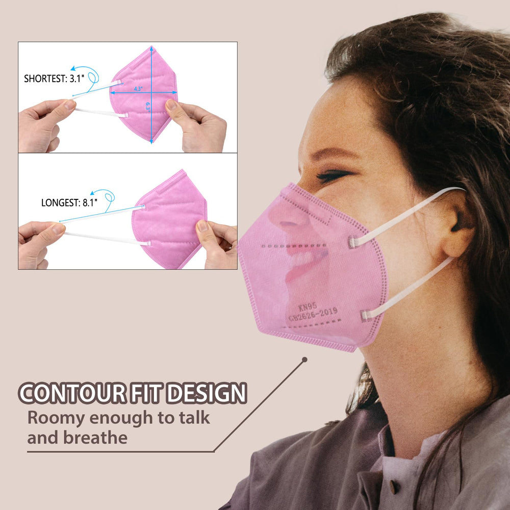 Borje 50-count packaging of hot pink KN95 masks for bulk convenience