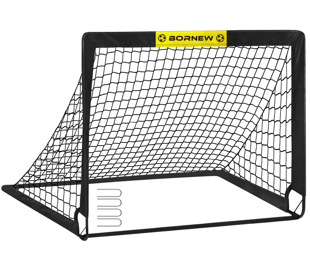 BORNEW front view of 4x3 ft goal showing target and frame, encourages practice