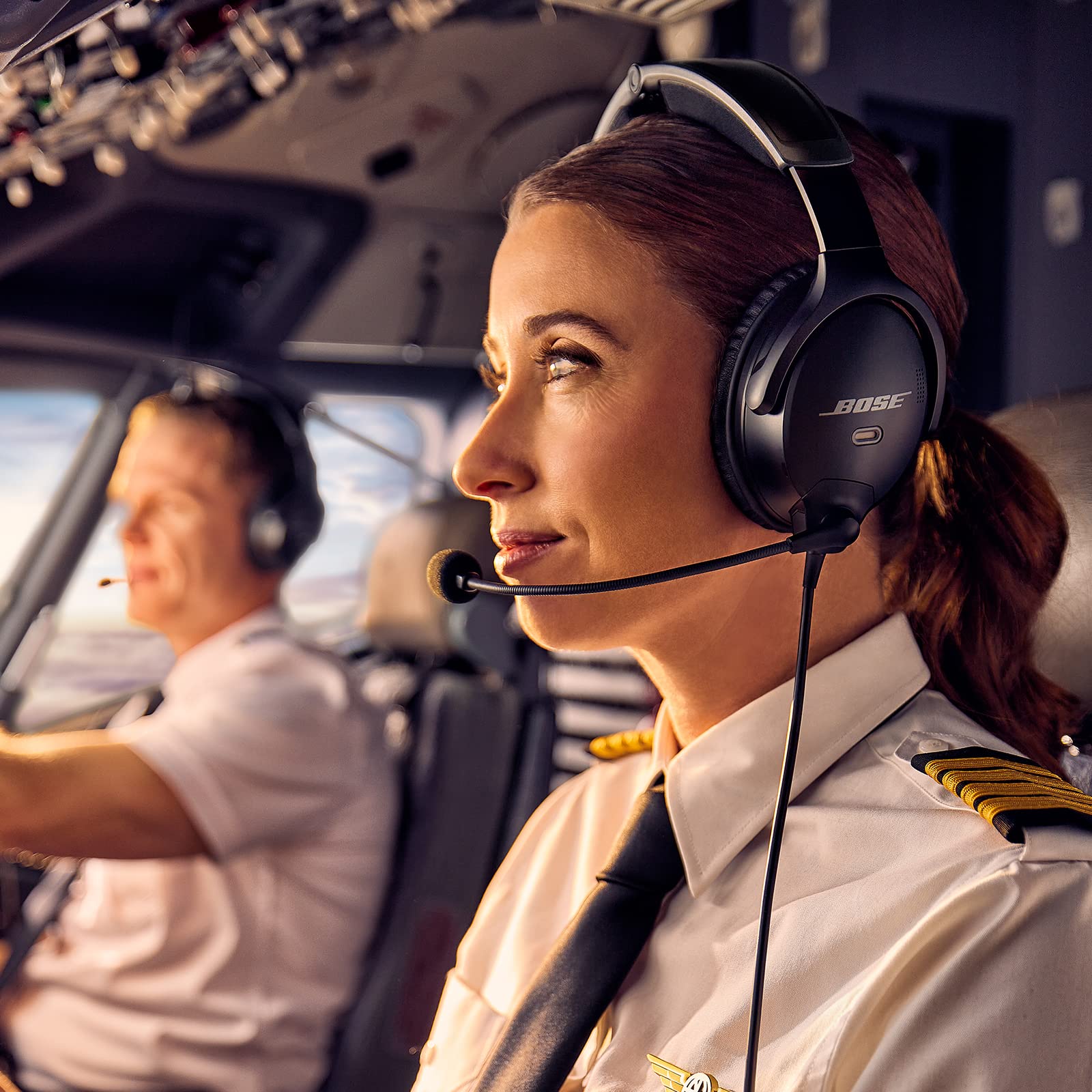 Bose A30 in cockpit illustrating improved communication during flight