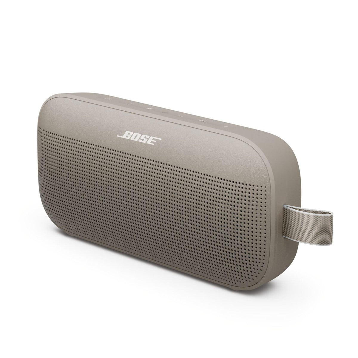 Bose SoundLink Flex front view showing speaker grille and brand, great outdoor sound