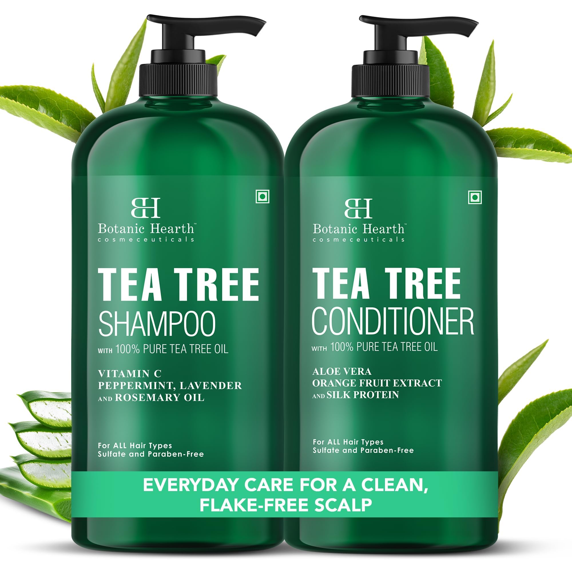 Botanic Hearth front packaging showing tea tree set and refreshing benefits