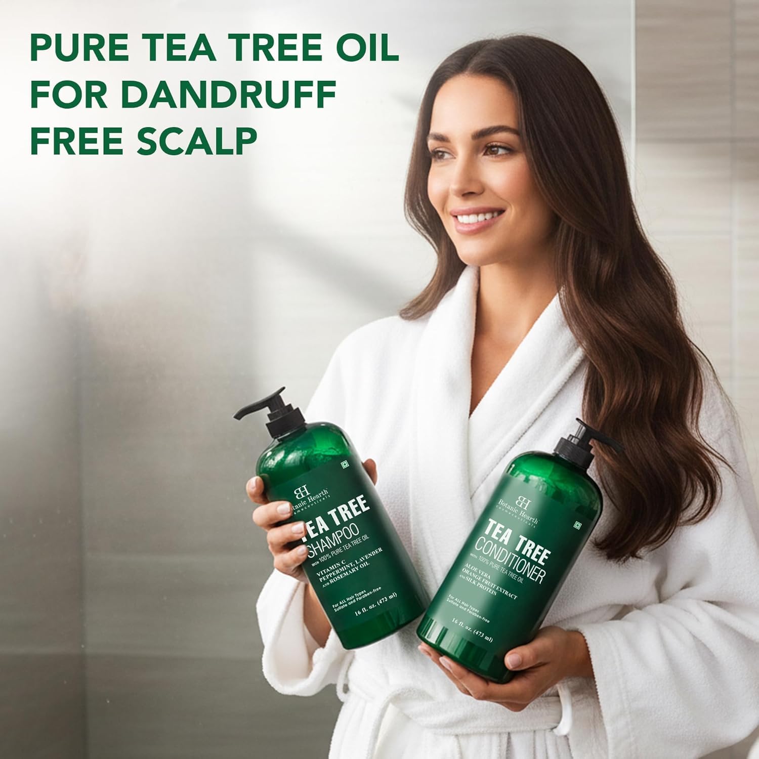 Botanic Hearth tea tree and mint ingredients flatlay conveying natural freshness
