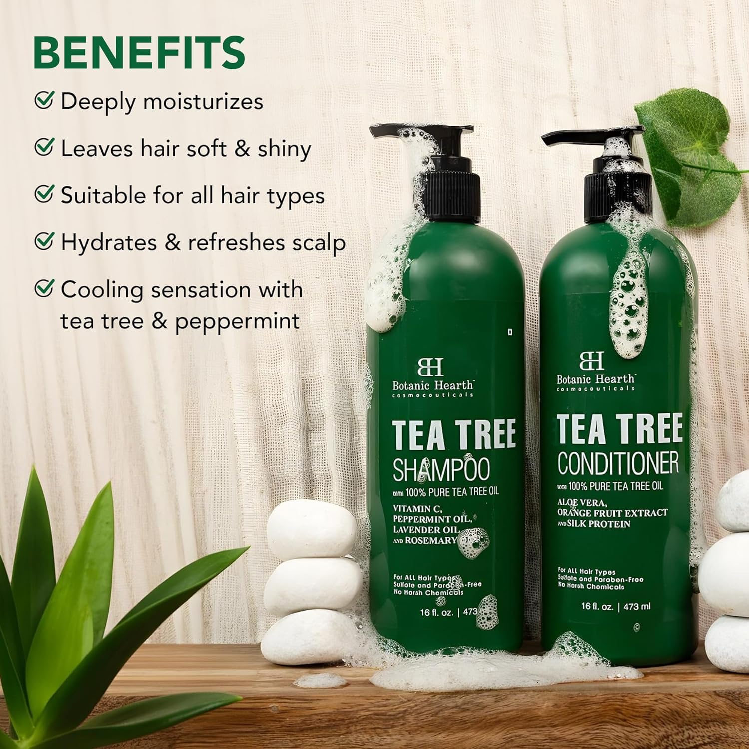 Botanic Hearth shampoo lathering in shower demonstrating deep-cleansing benefit