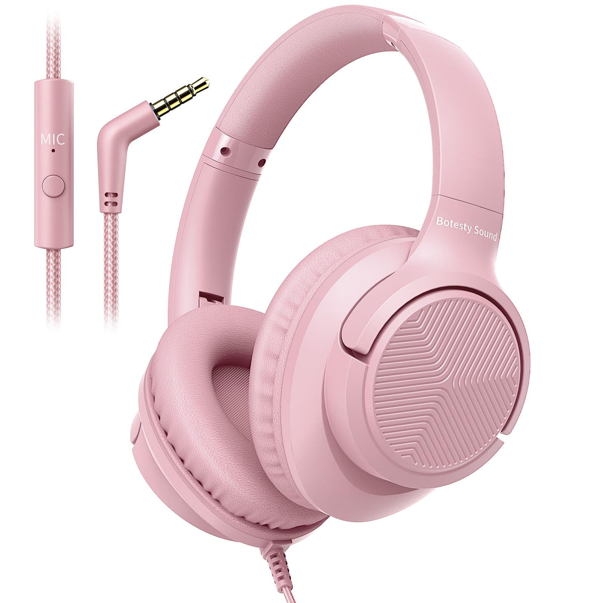 Botesty Sound front view pink headphones showing sleek design and fit
