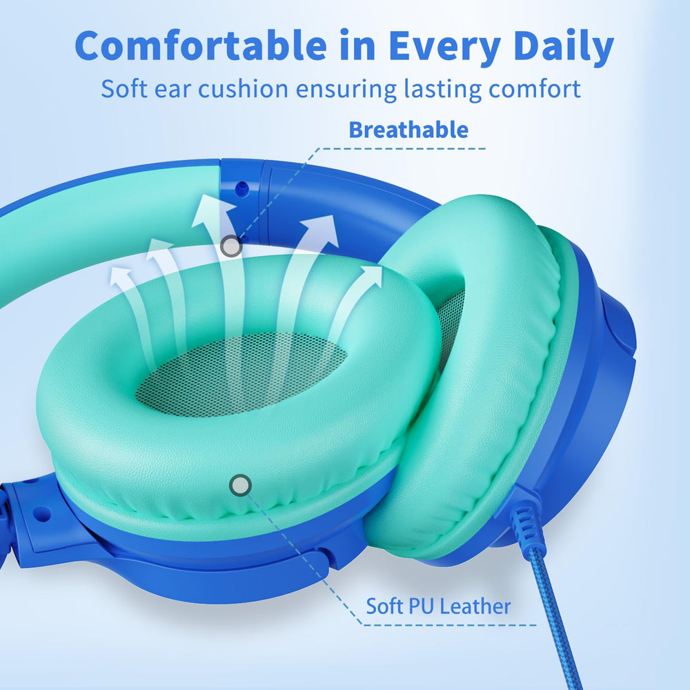 Botesty Sound headphones beside smartphone showing scale and plug-and-play use
