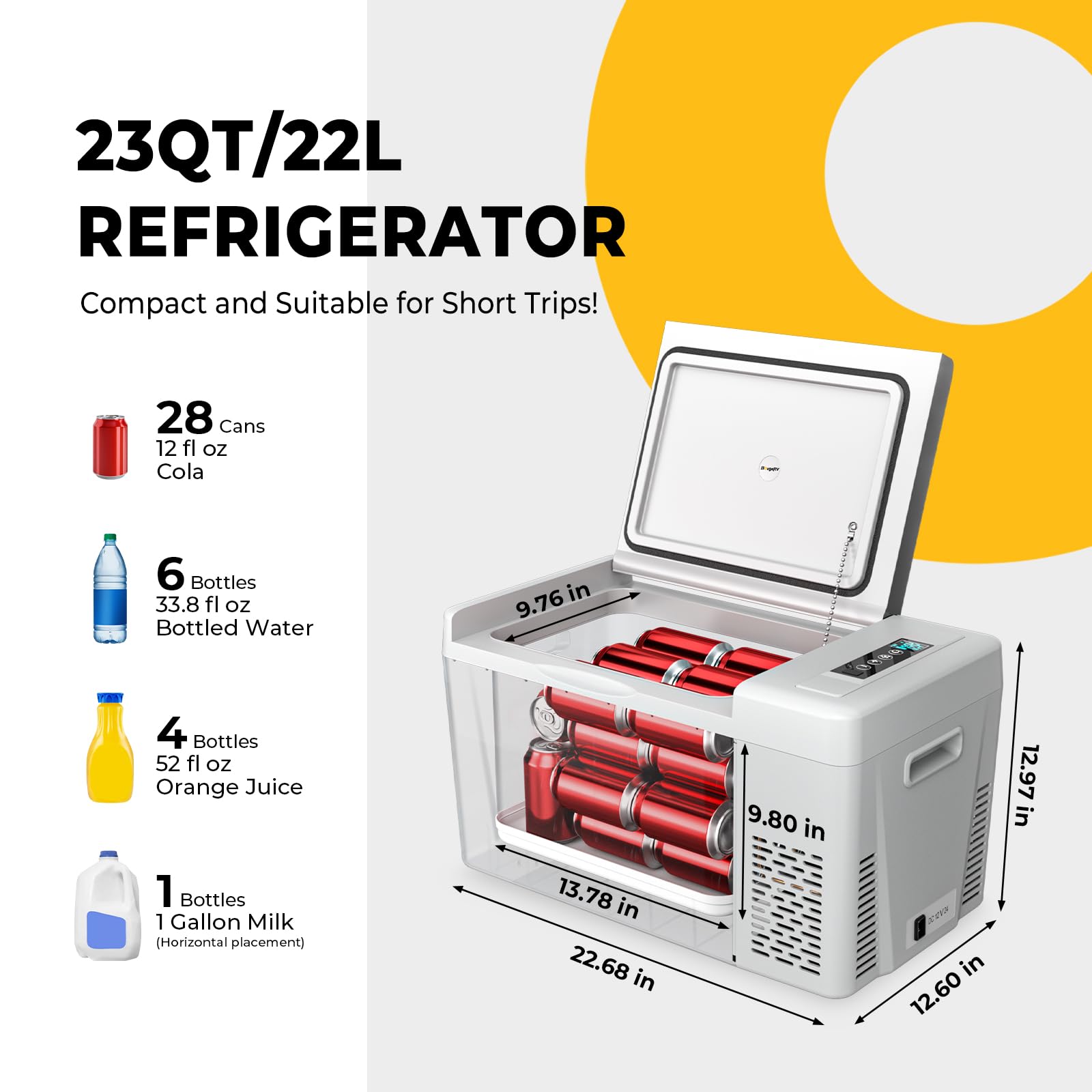 BougeRV LED temperature display showing fast cooling and accuracy