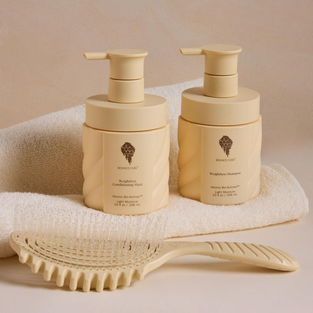 Bounce Curl brush used with diffuser while drying to speed drying and maintain curl shape
