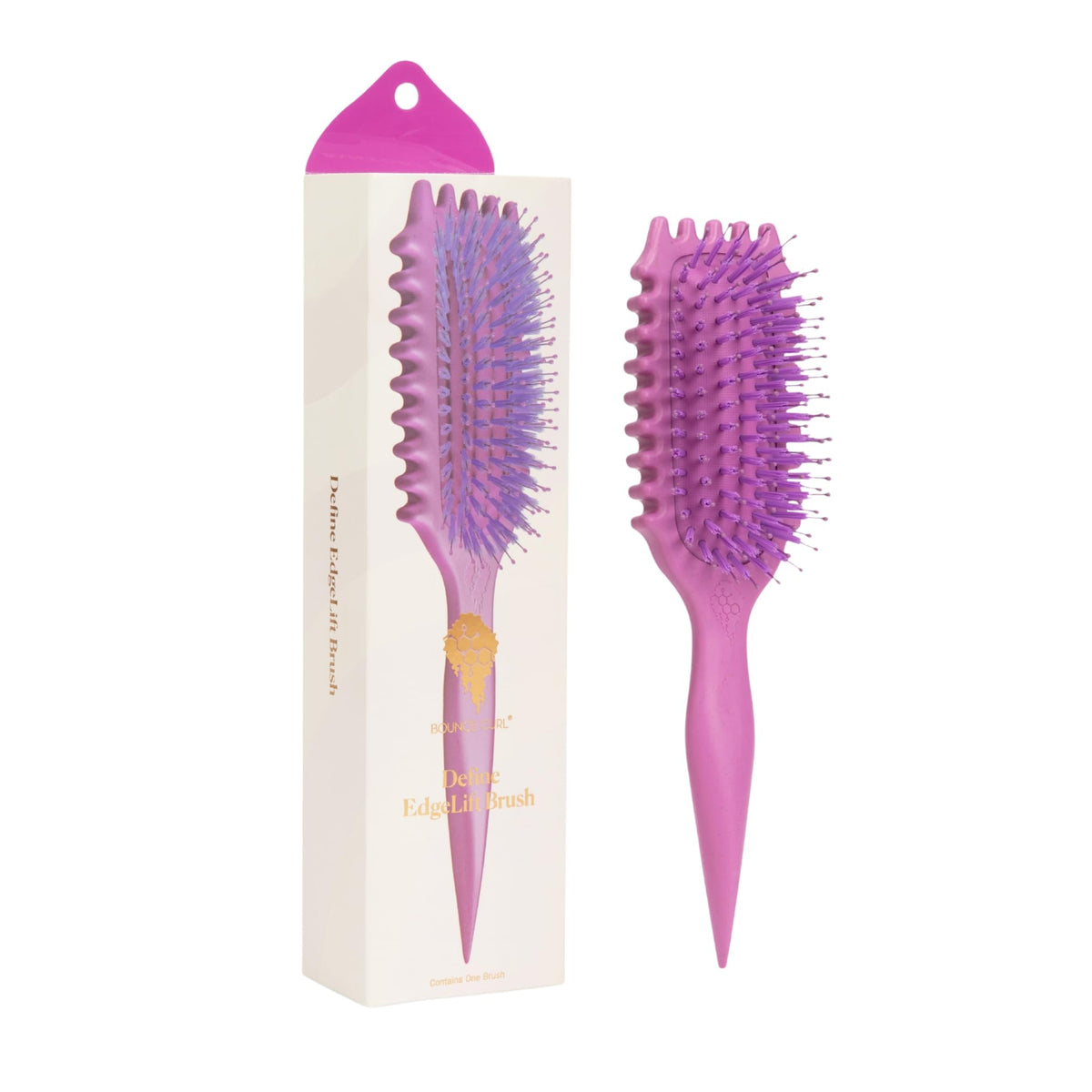 Bounce Curl brush front view showing orchid color and ergonomic design for defined curls
