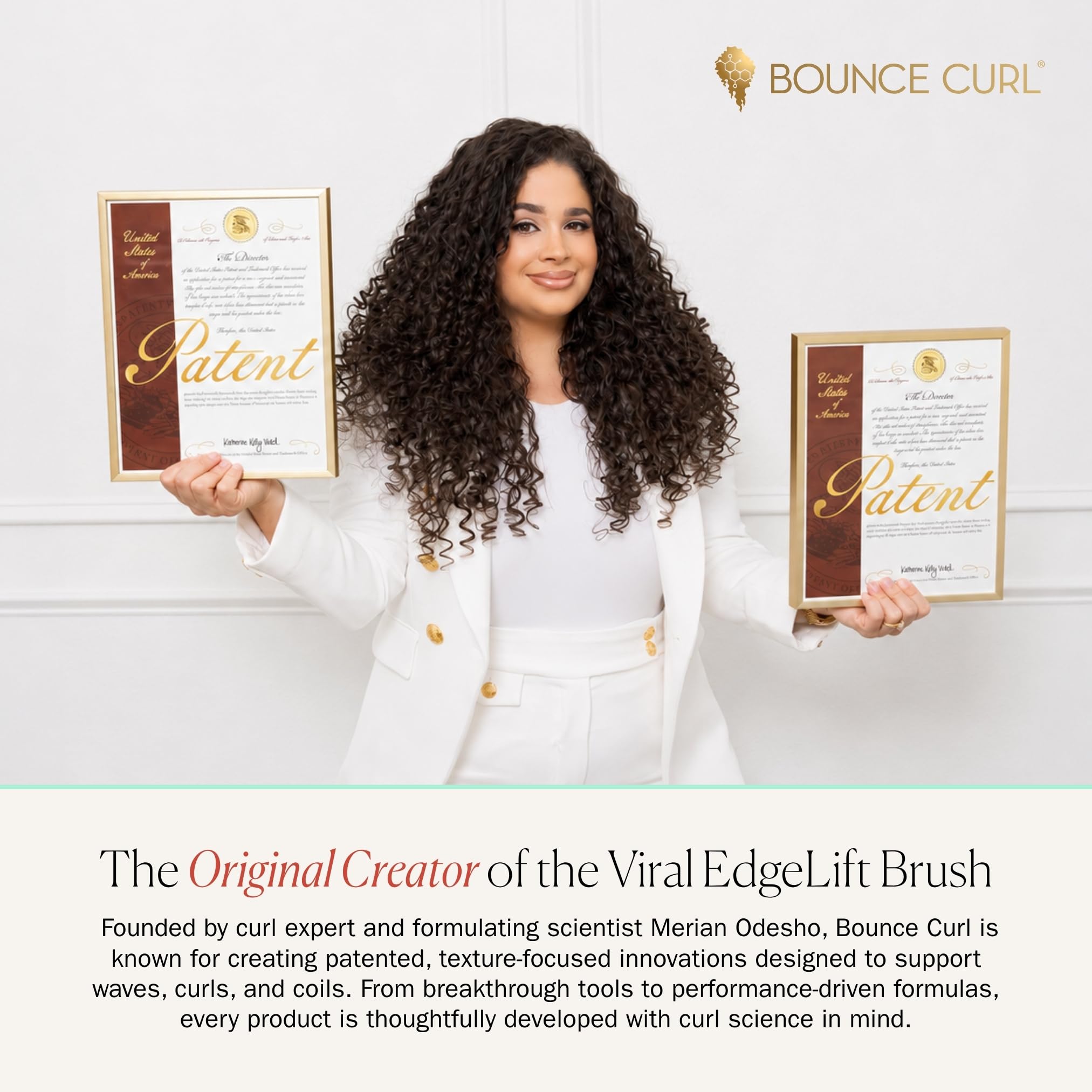 Bounce Curl handle close-up showing ergonomic shape for comfortable styling control