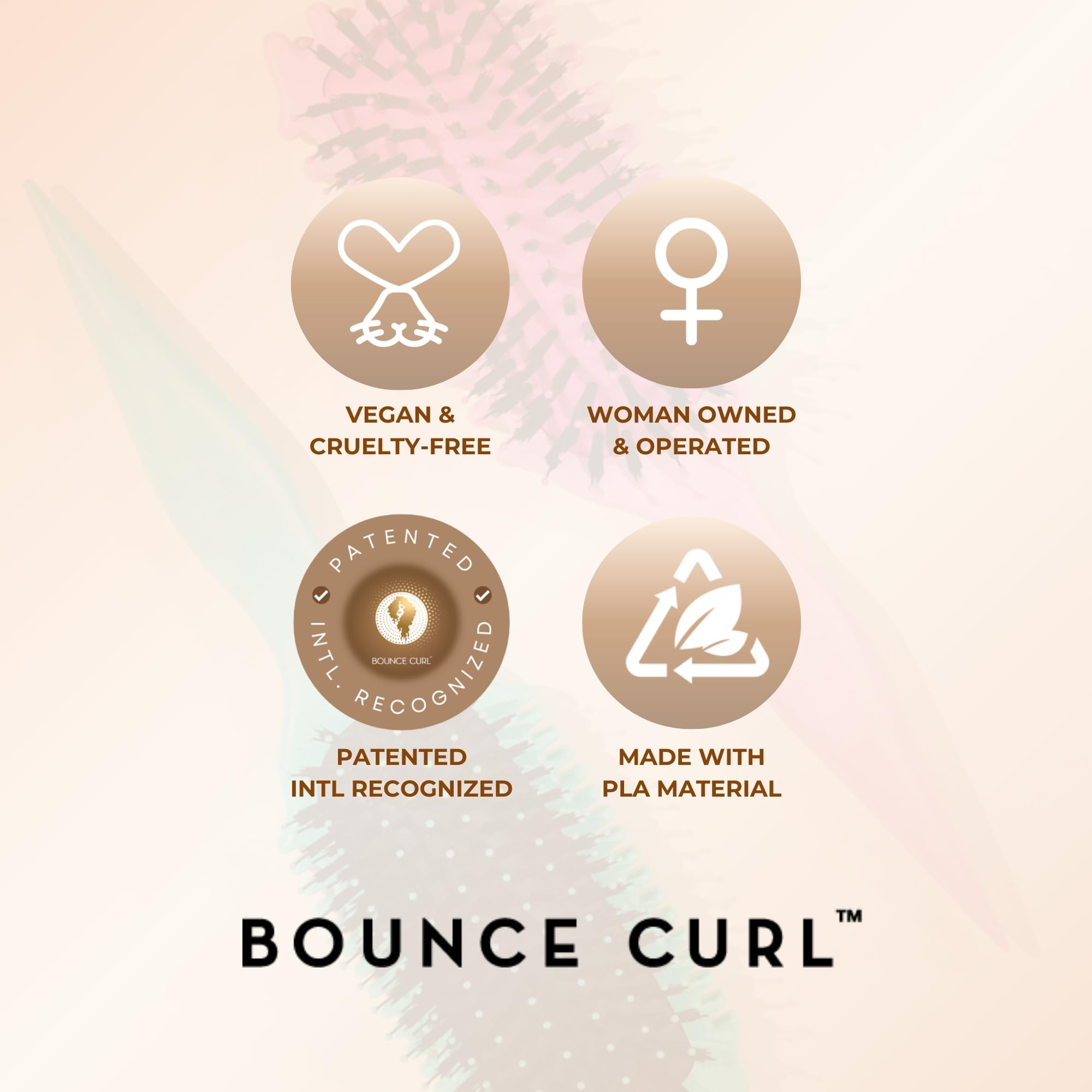 Bounce Curl brush held in hand to show size and easy portability benefit