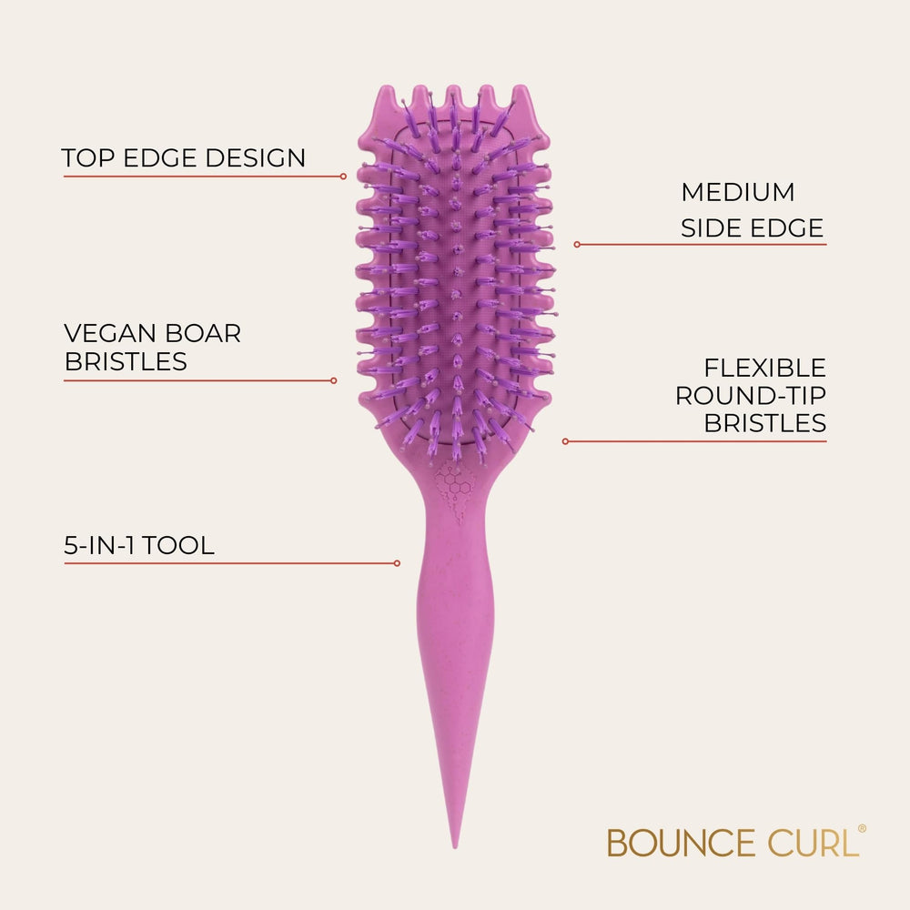 Bounce Curl top edge close-up showing bristle arrangement for short layers and face-framing