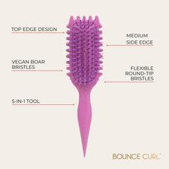 Bounce Curl top edge close-up showing bristle arrangement for short layers and face-framing