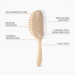 Bounce Curl two-tiered bristles detail demonstrating detangling through mixed hair lengths
