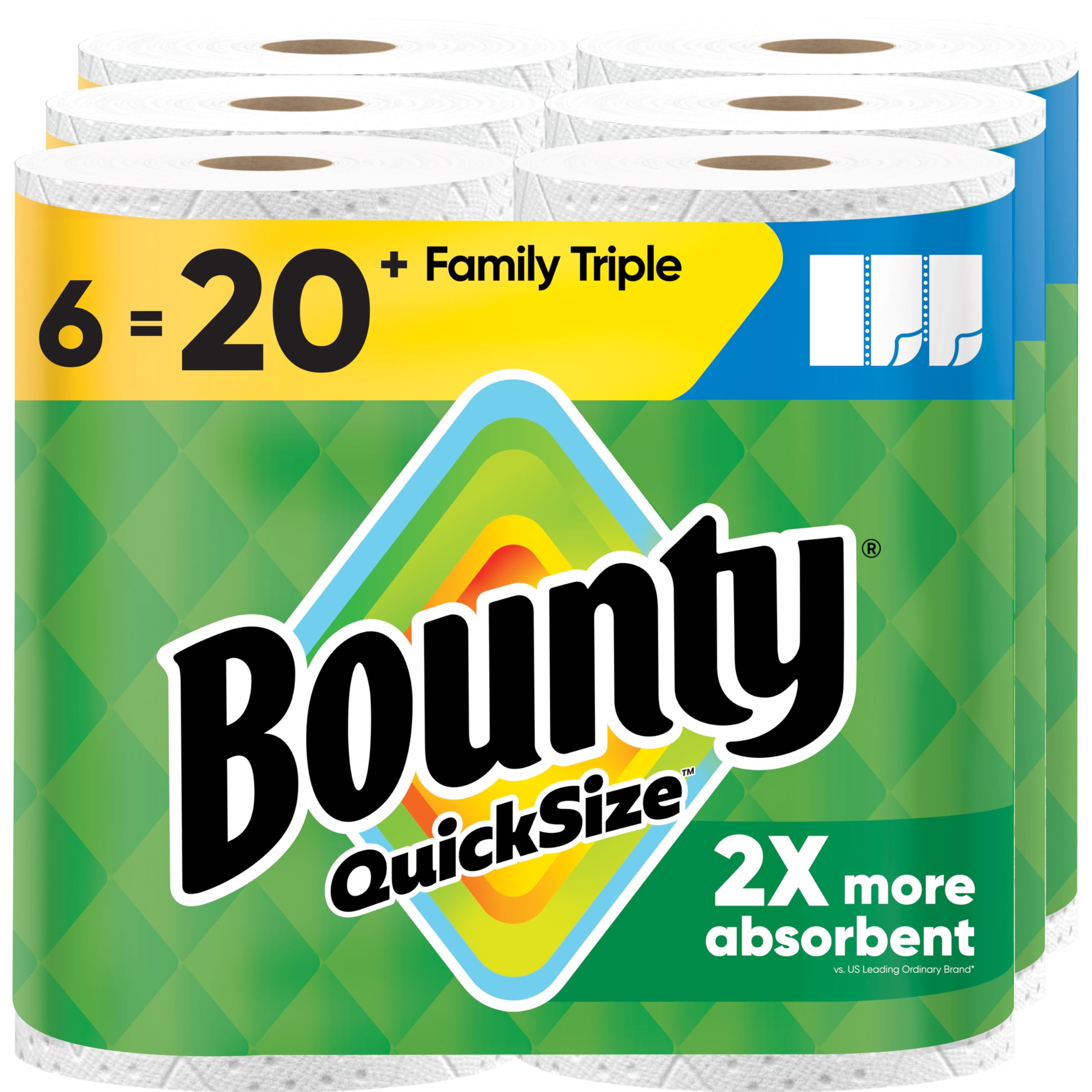 Bounty family triple rolls front packaging showing value pack and convenience