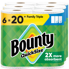 Bounty family triple rolls front packaging showing value pack and convenience