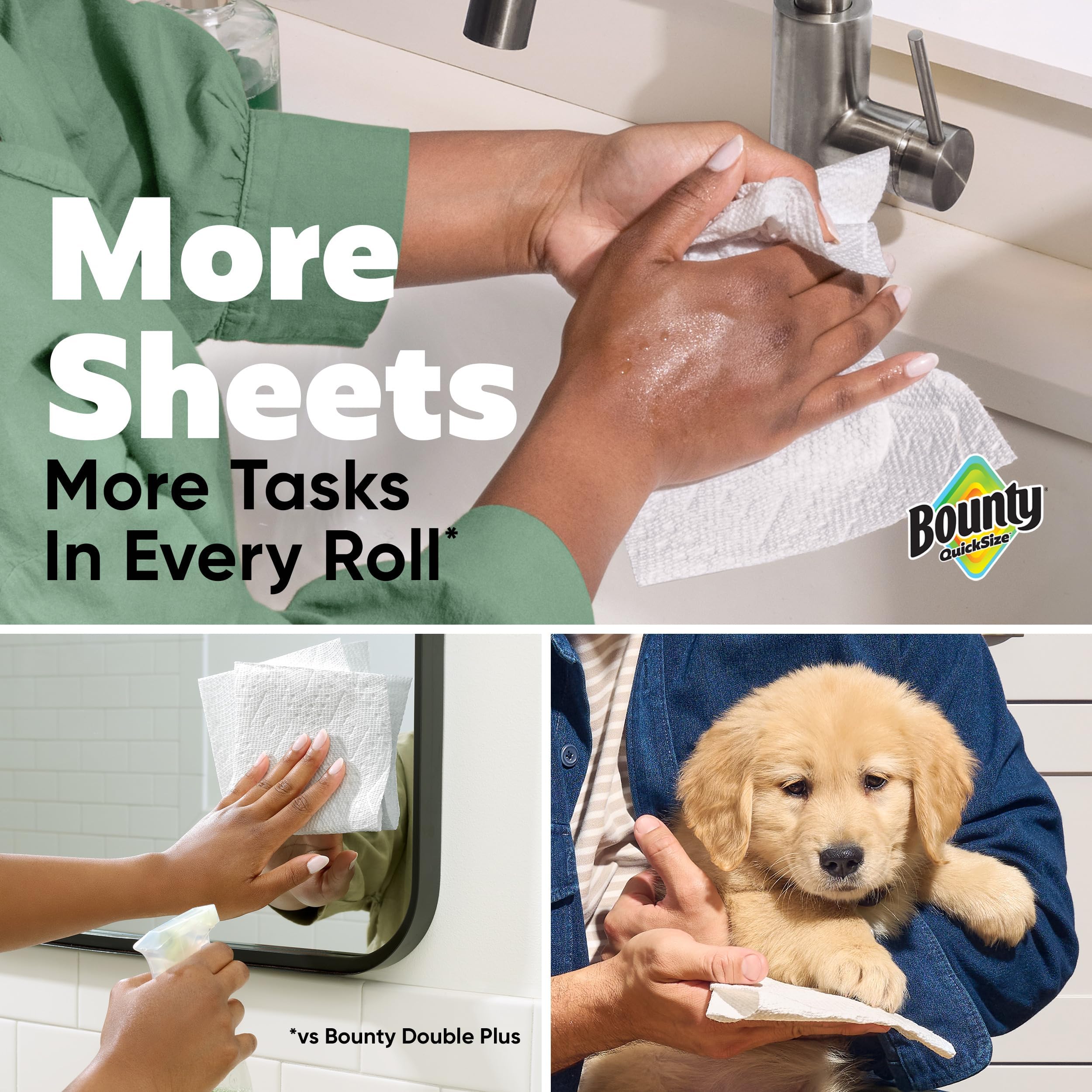 Bounty roll size comparison showing family roll lasts longer benefit