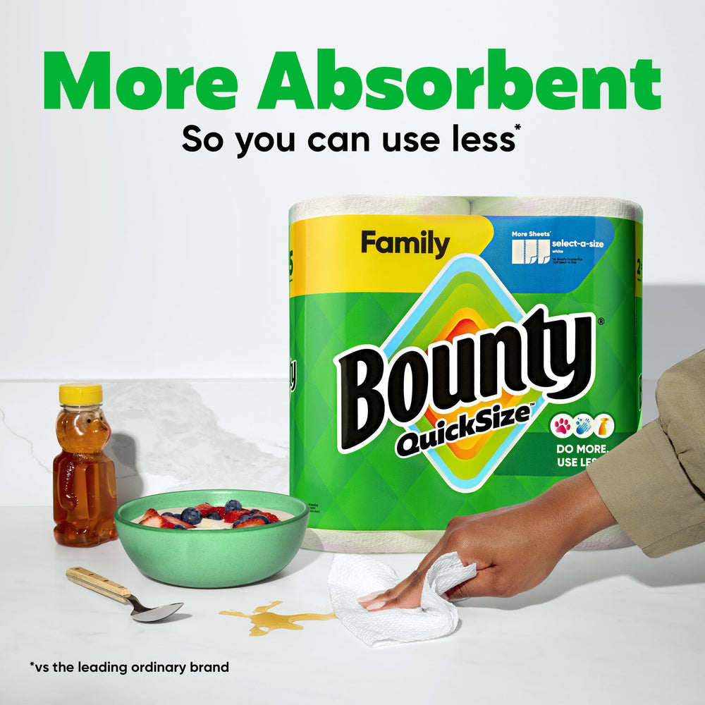 Bounty sheet tear demonstration showing quick-size convenience benefit