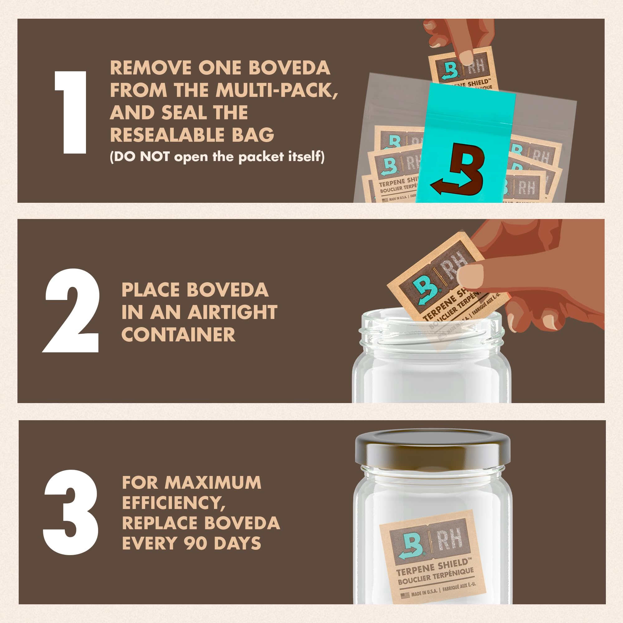 Boveda Size 8 beside one-ounce contents showing ideal capacity benefit