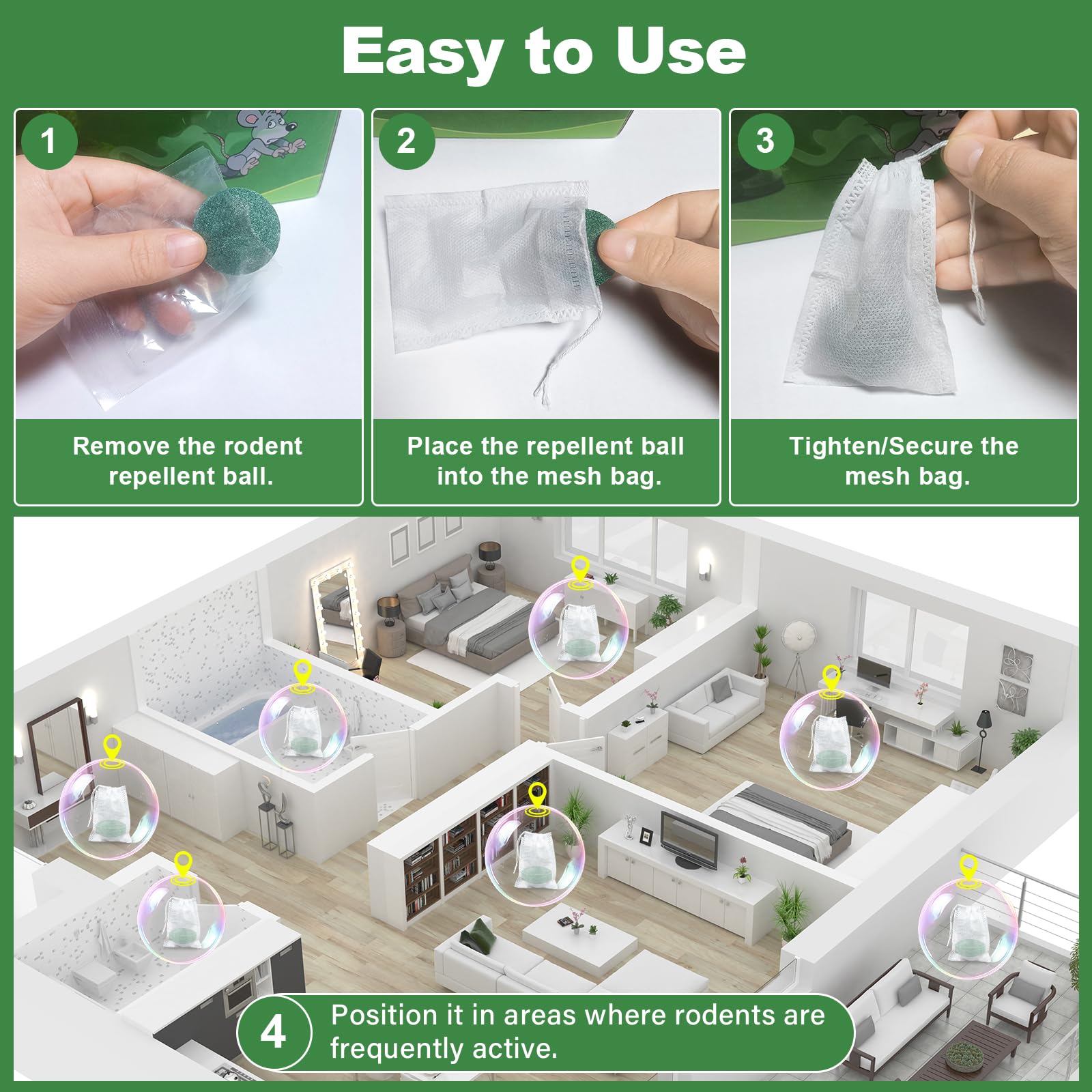 BOZFLY repellent balls on basement storage shelf protecting goods