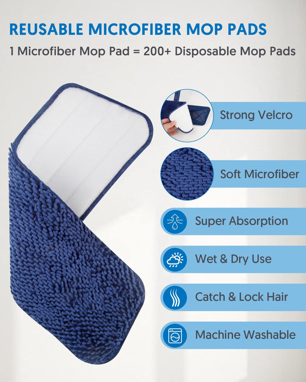 BPAWA chenille microfiber pad texture showing high absorption and dust trapping