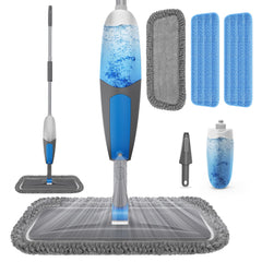 BPAWA spray mop front view showing handle and flat head for ergonomic cleaning