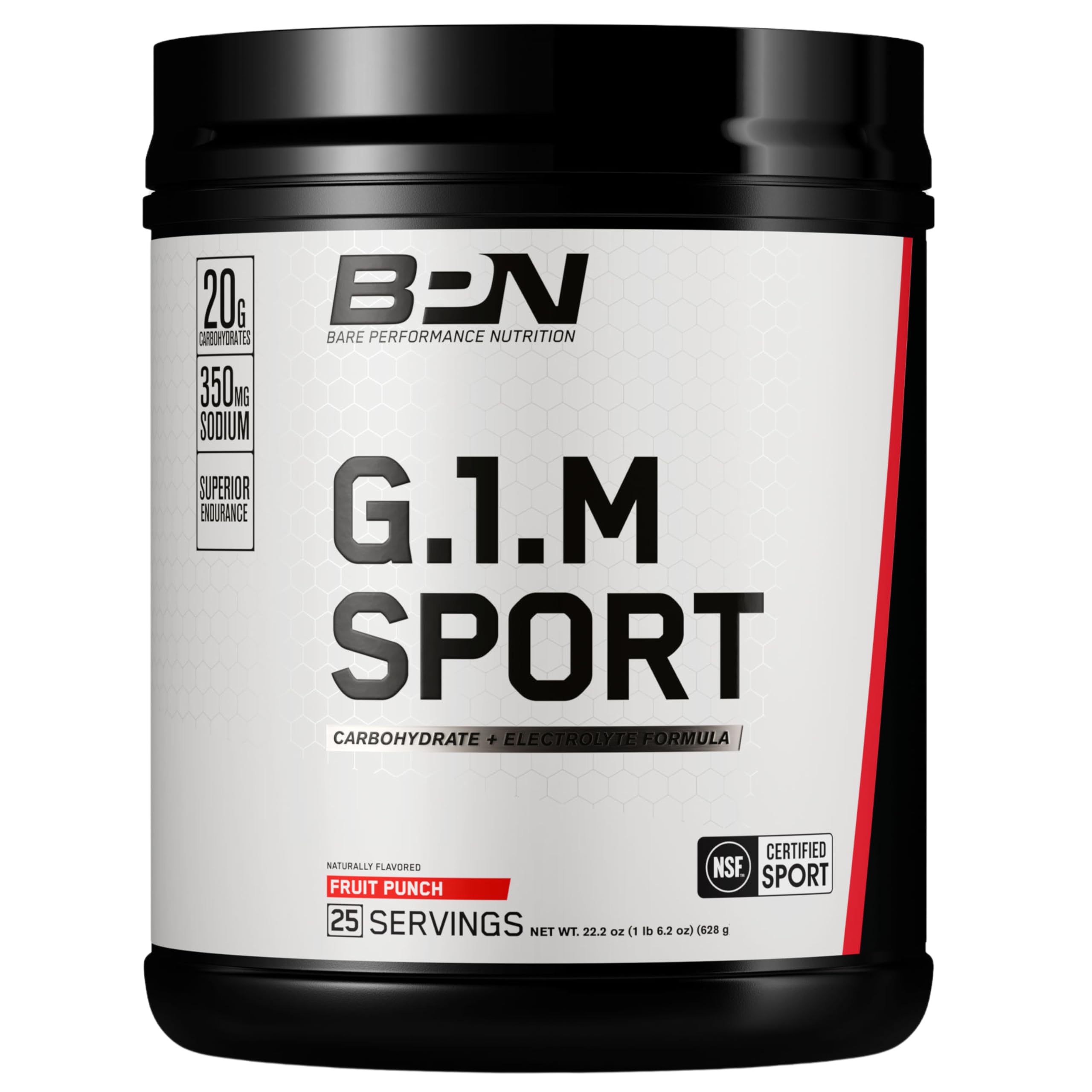 BARE PERFORMANCE NUTRITION tub front view showing product branding and servings benefit