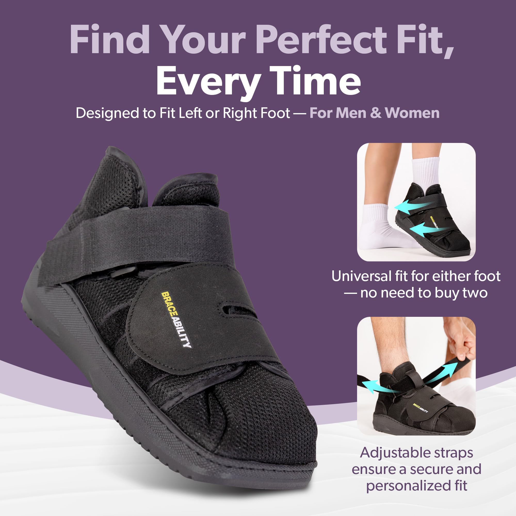 BraceAbility interior toe box image displaying roomy space for bandages