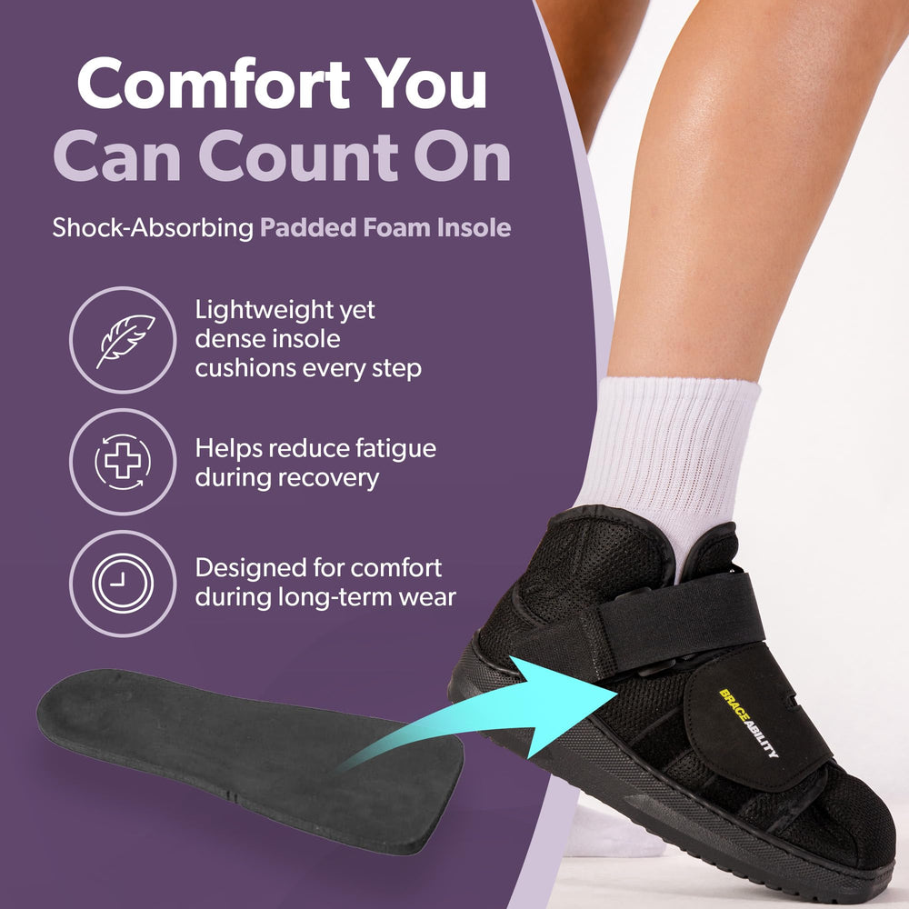 BraceAbility shoe covering bandaged foot protecting dressings from dirt