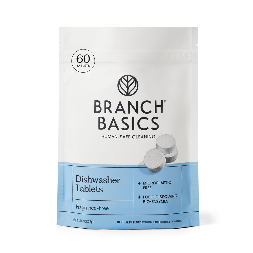Branch Basics front packaging showing 60-count pouch and clamshell seal for convenience