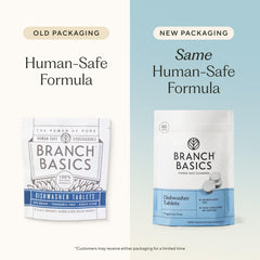 Branch Basics tablet close-up texture showing compact plant-based binder for effective cleaning