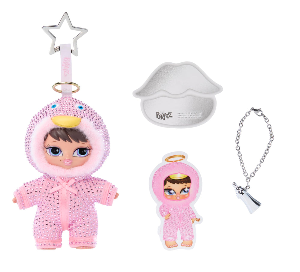 Bratz baby bottle accessory and lip-shaped clip for playful display